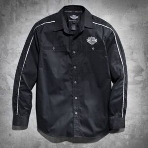 Genuine Harley-Davidson Black Reflective Shirt Men's Long Sleeve 3XL slim